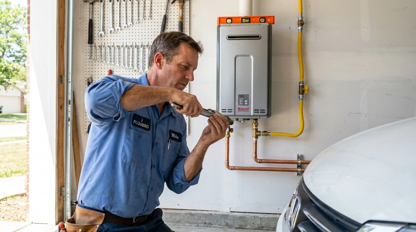 Tankless water heater installation by a Johns Plumbing LLC plumber in Brownstown